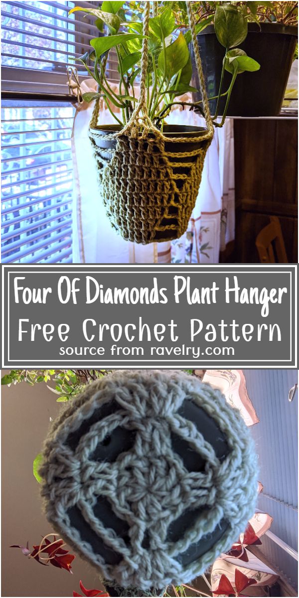 Four Of Diamonds Plant Hanger Crochet Pattern