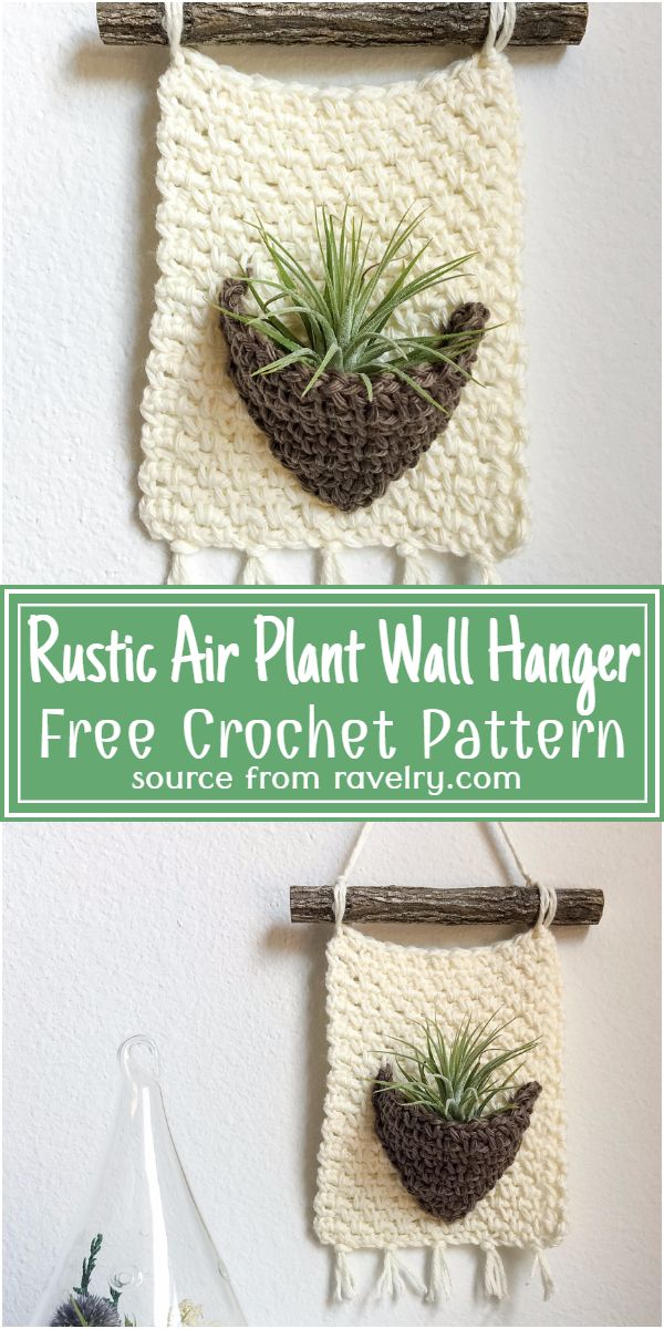 Free Crochet Rustic Air Plant Wall Hanger Pattern