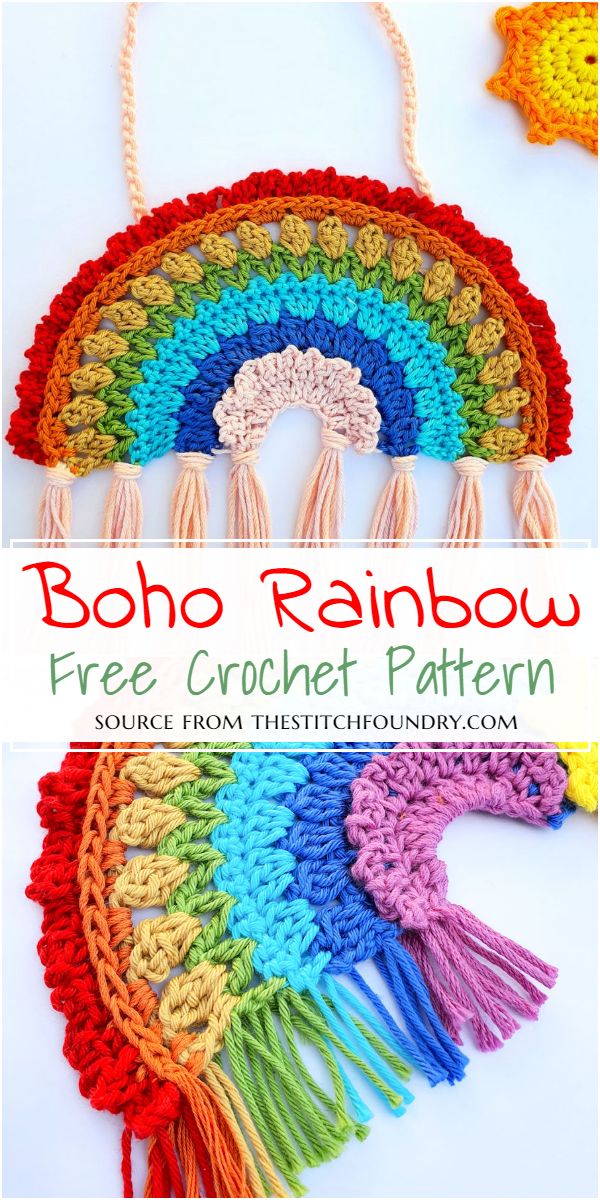 Crochet Boho Rainbow Free Pattern