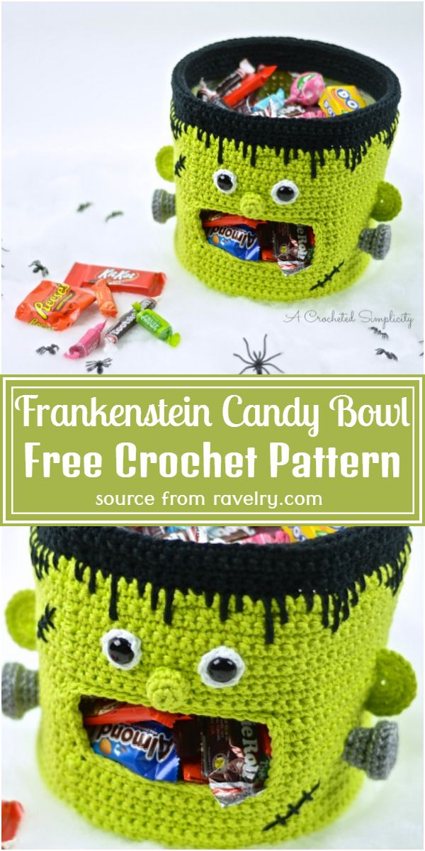 Crochet Frankenstein Candy Bowl Free Pattern