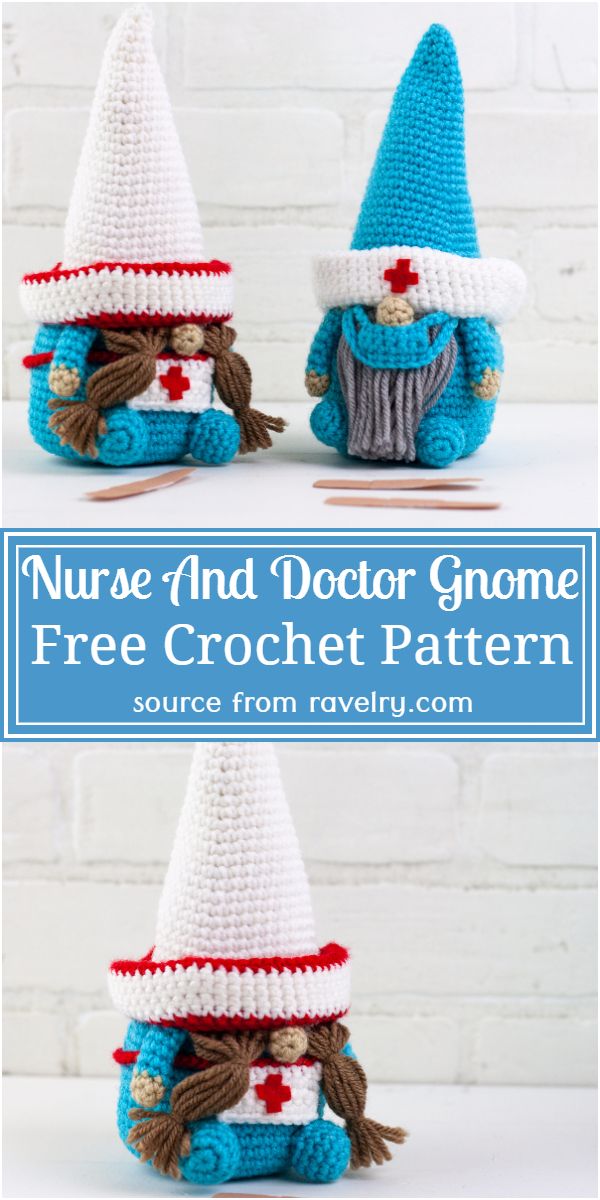 Crochet Nurse And Doctor Gnome Free Pattern