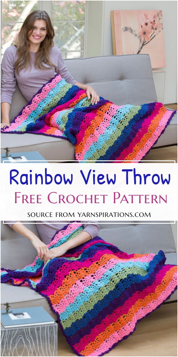 Crochet Rainbow View Throw Free Pattern