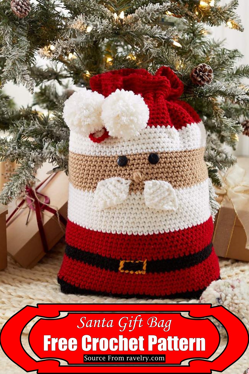 Crochet Santa Gift Bag Pattern