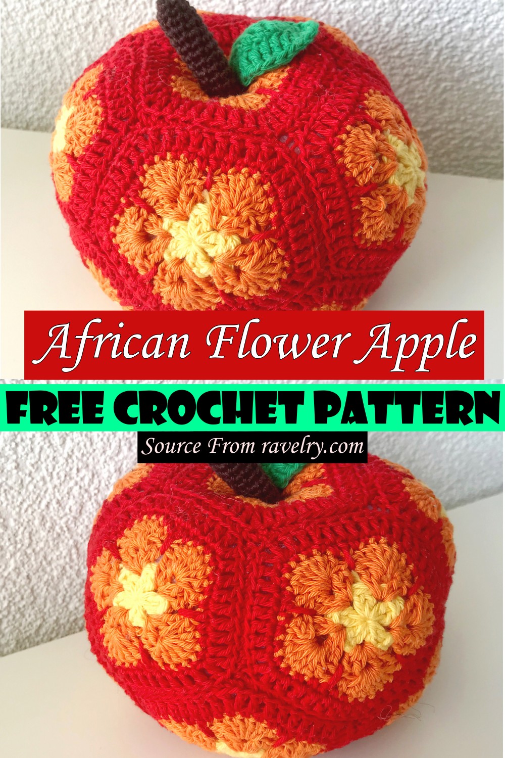 Free Crochet African Flower Apple Pattern