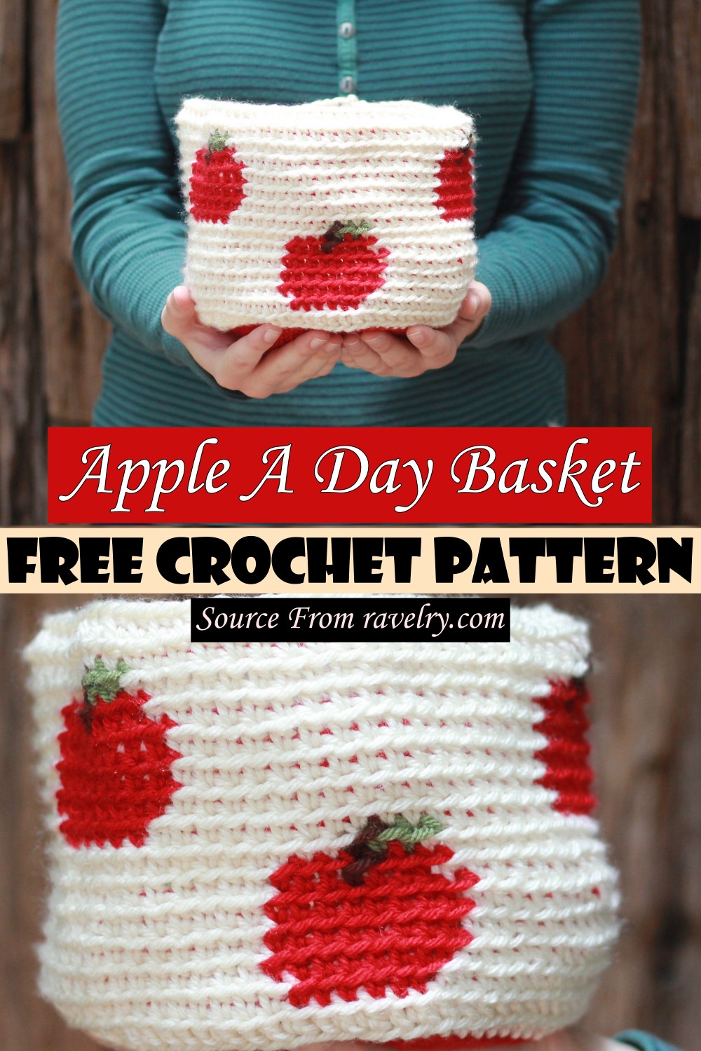Free Crochet Apple A Day Basket Pattern