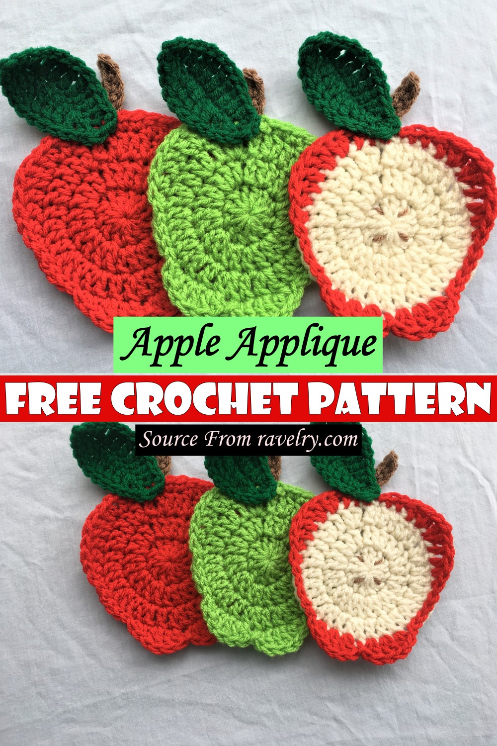 Free Crochet Apple Applique Pattern