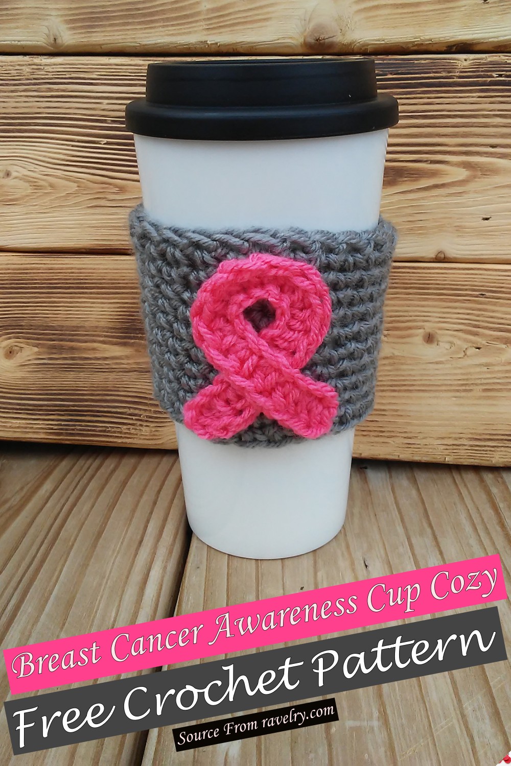 Free Crochet Breast Cancer Awareness Cup Cozy Pattern
