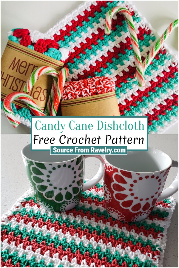 Free Crochet Candy Cane Dishcloth