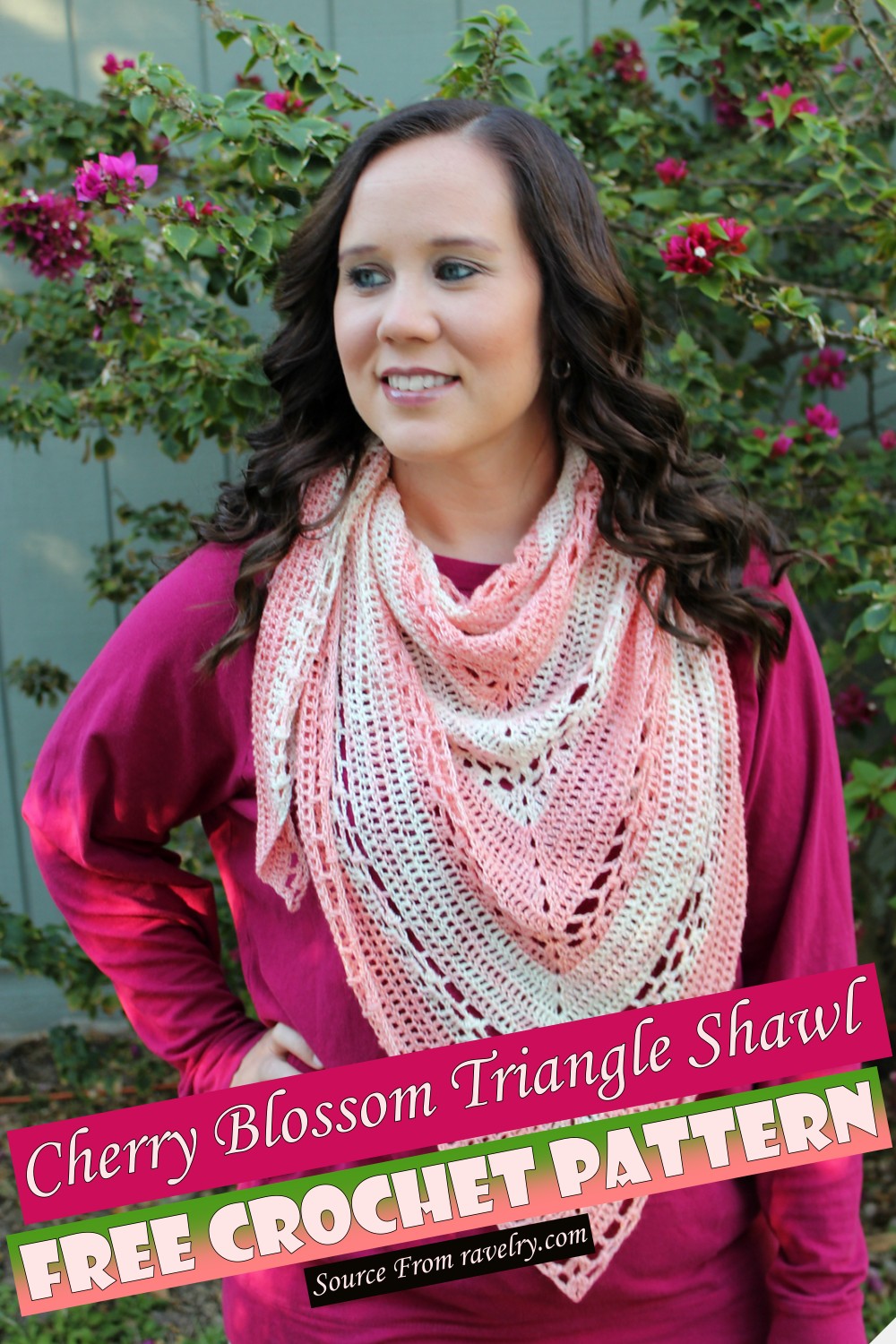 Free Crochet Cherry Blossom Triangle Shawl Pattern