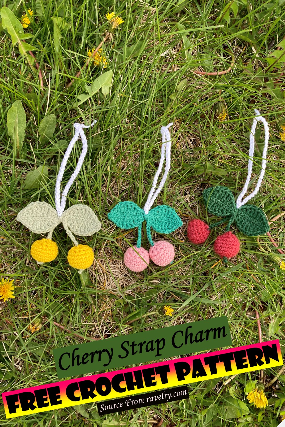 Free Crochet Cherry Strap Charm Pattern