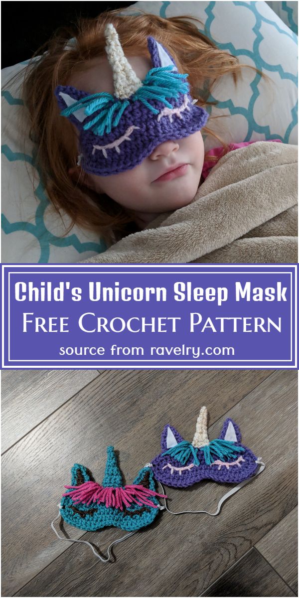 Free Crochet Child's Unicorn Sleep Mask Pattern