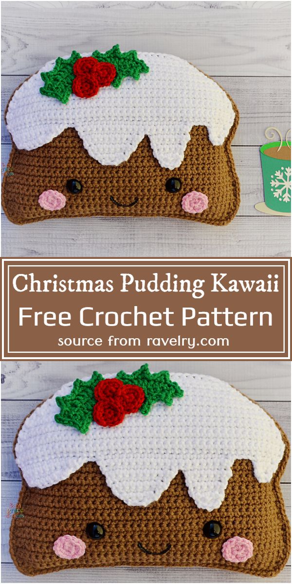 Free Crochet Christmas Pudding Kawaii Pattern