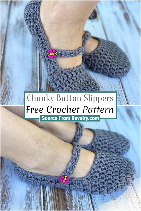 Free Crochet Chunky Button Slippers