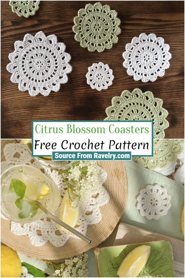 Free Crochet Citrus Blossom Coasters