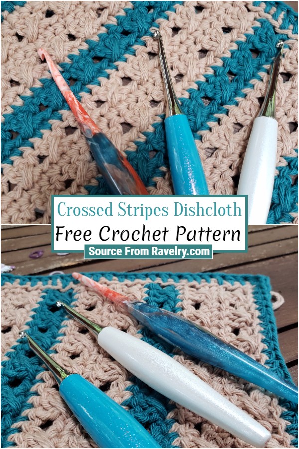 Free Crochet Crossed Stripes Dishcloth