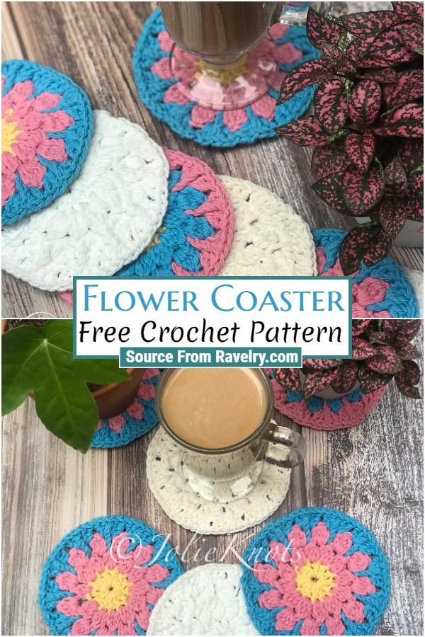 Free Crochet Flower Coaster