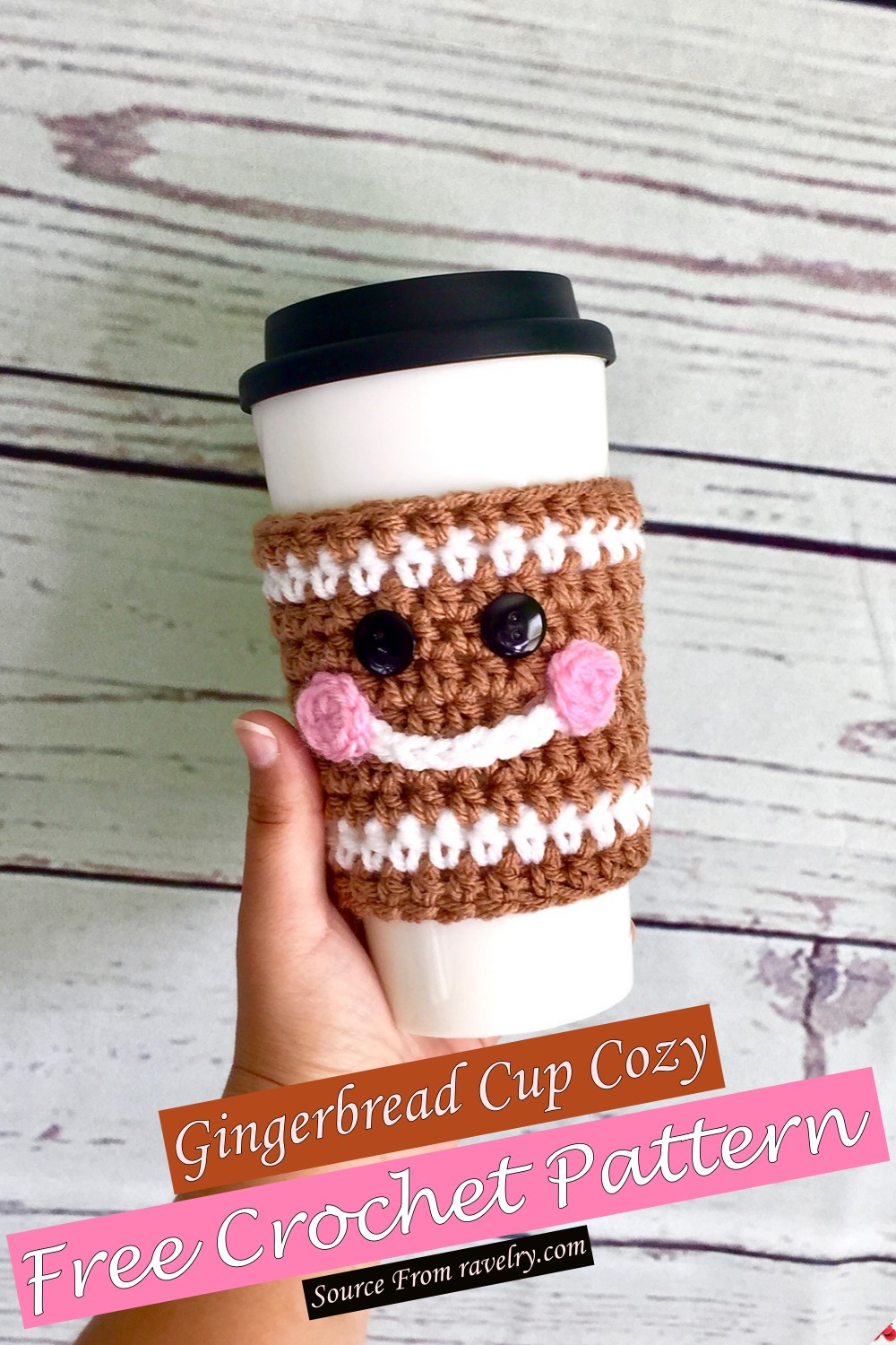 Free Crochet Gingerbread Cup Cozy Pattern