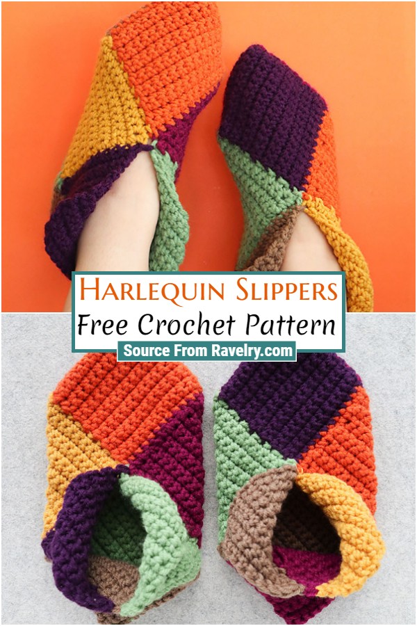 Free Crochet Harlequin Slippers