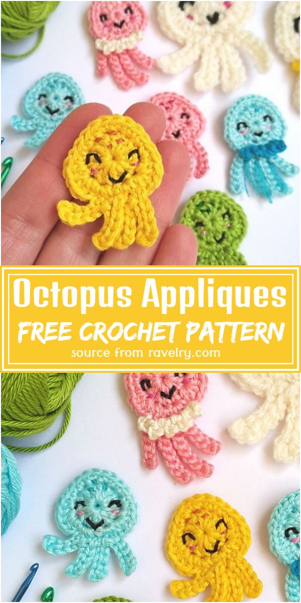 Free Crochet Jellyfish & Octopus Appliques Pattern