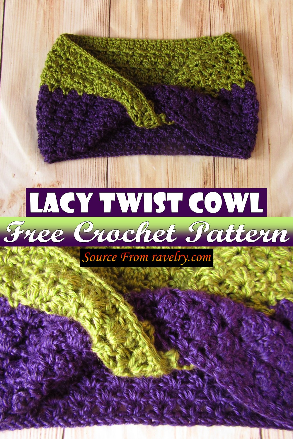 Free Crochet Lacy Twist Cowl Pattern
