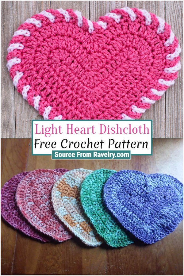 Free Crochet Light Heart Dishcloth