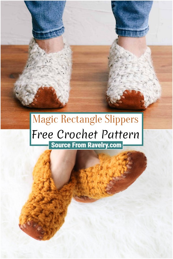 Free Crochet Magic Rectangle Slippers
