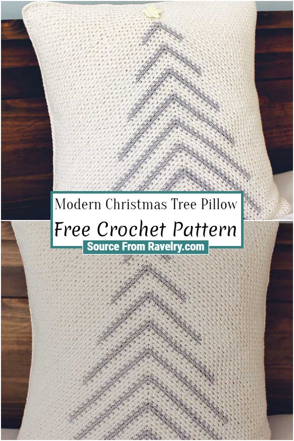 Free Crochet Modern Christmas Tree Pillow