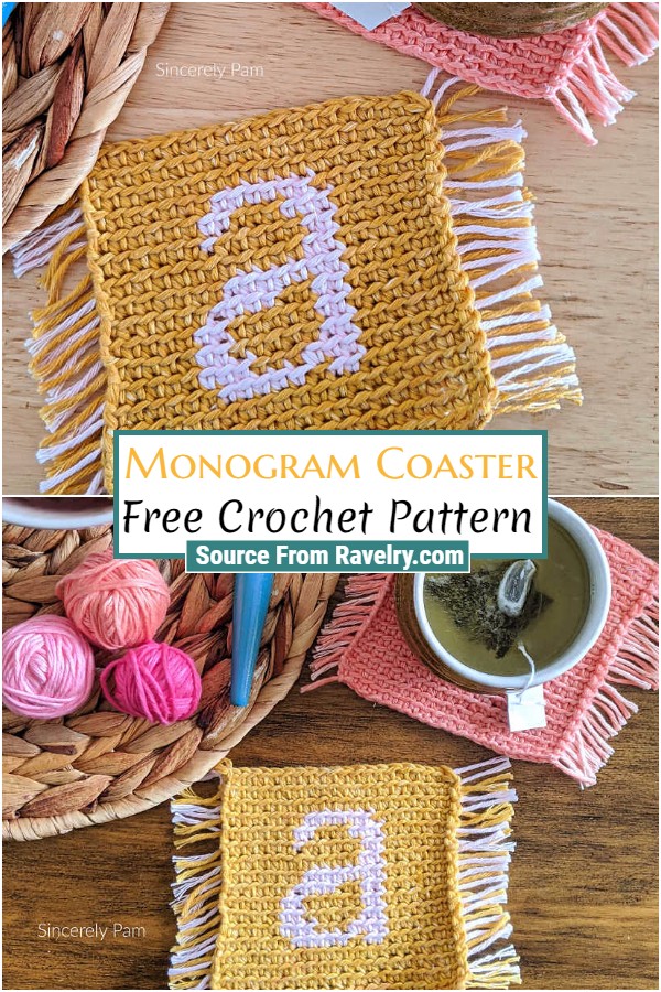 Free Crochet Monogram Coaster