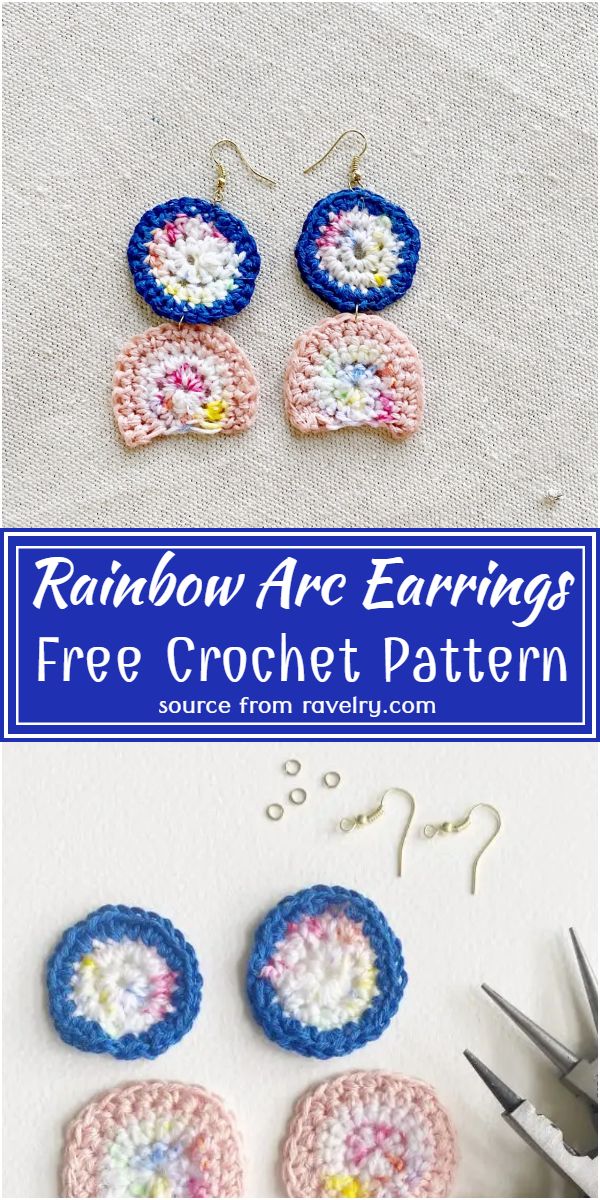 Free Crochet Rainbow Arc Earrings Pattern