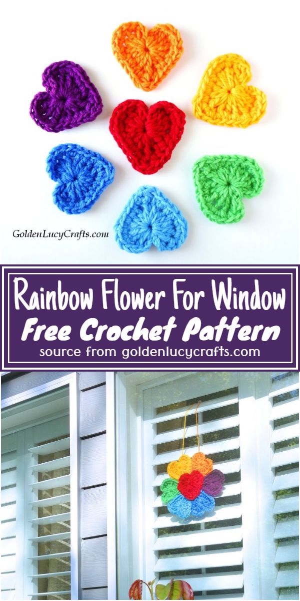 Free Crochet Rainbow Flower For Window Pattern