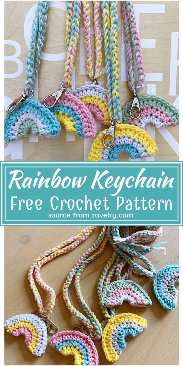Free Crochet Rainbow Keychain Pattern