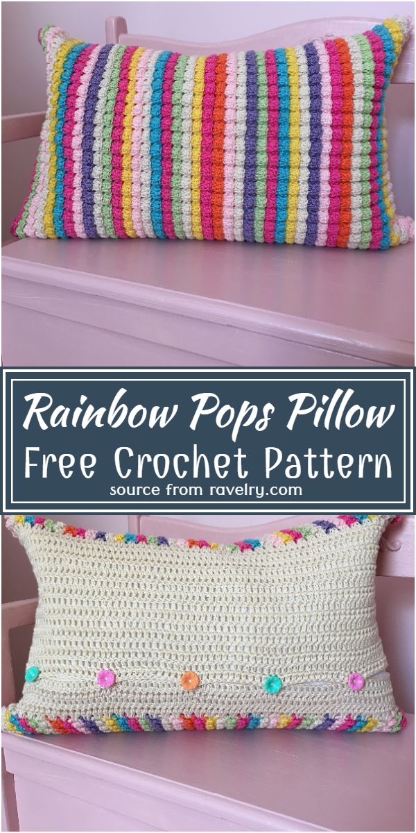 Free Crochet Rainbow Pops Pillow Pattern