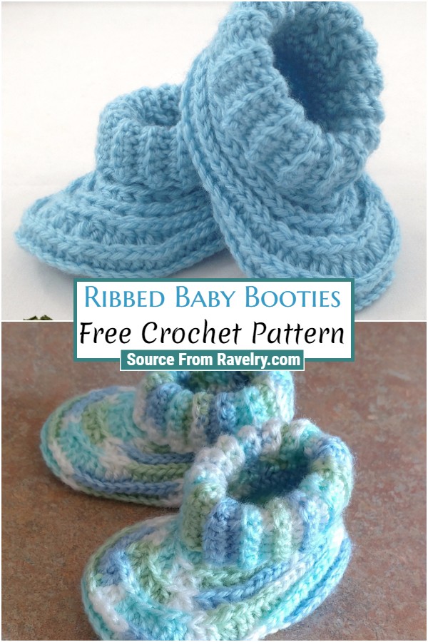 Free Crochet Ribbed Baby Booties