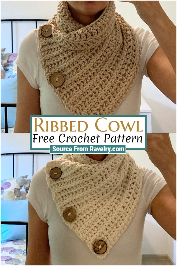 Free Crochet Ribbed Cowl