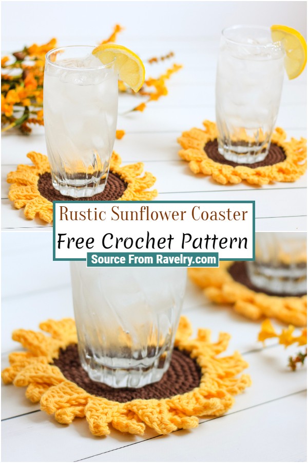 Free Crochet Rustic Sunflower Coaster