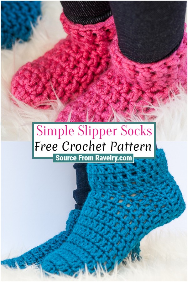 Free Crochet Simple Slipper Socks