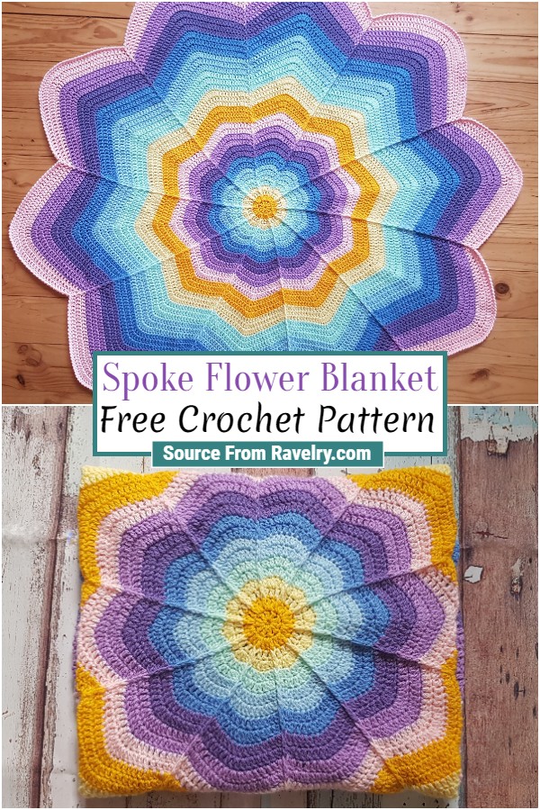 Free Crochet Spoke Flower Blanket
