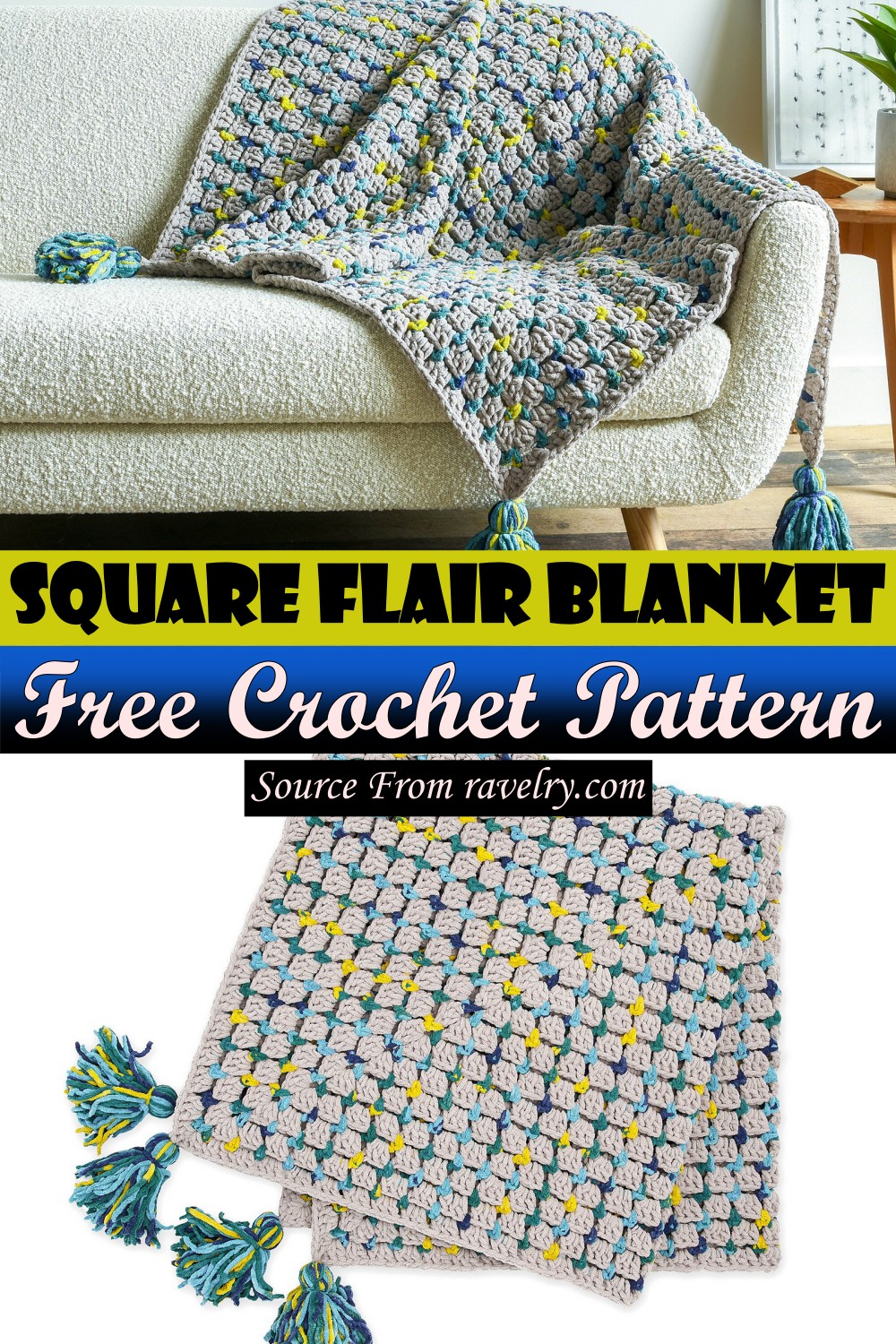 Free Crochet Square Flair Blanket Pattern