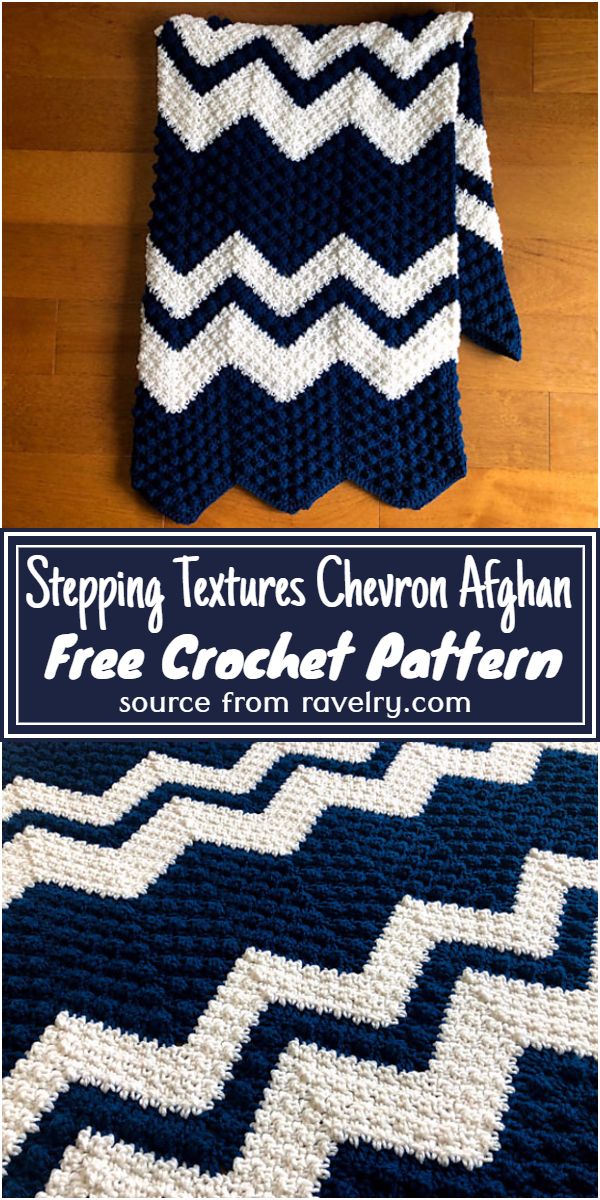 Free Crochet Stepping Textures Chevron Afghan Pattern