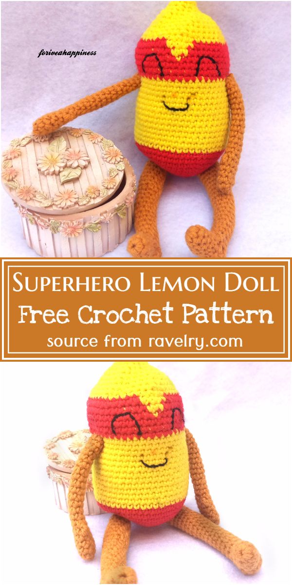 Free Crochet Superhero Lemon Doll Pattern