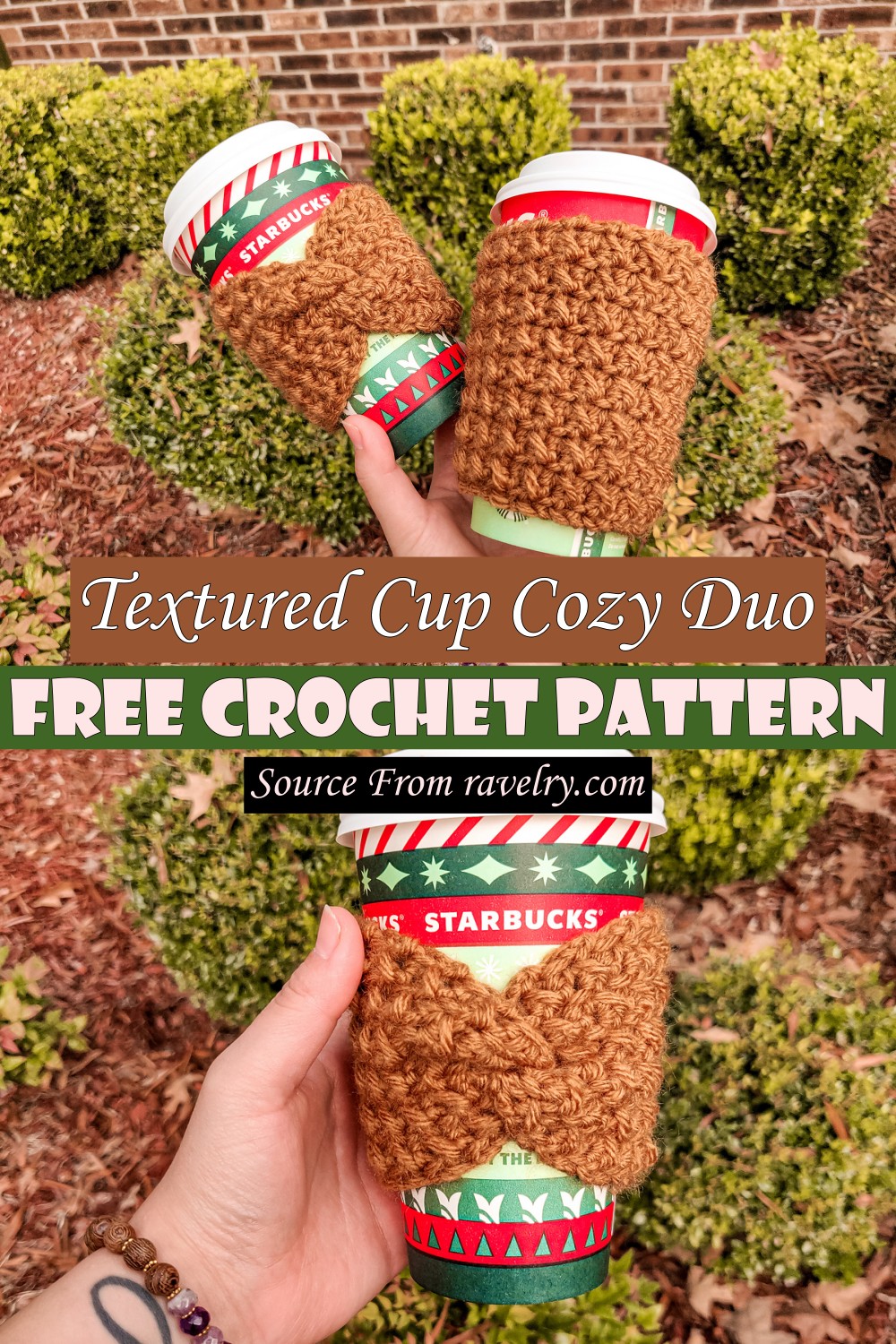 Free Crochet Textured Cup Cozy Duo Pattern