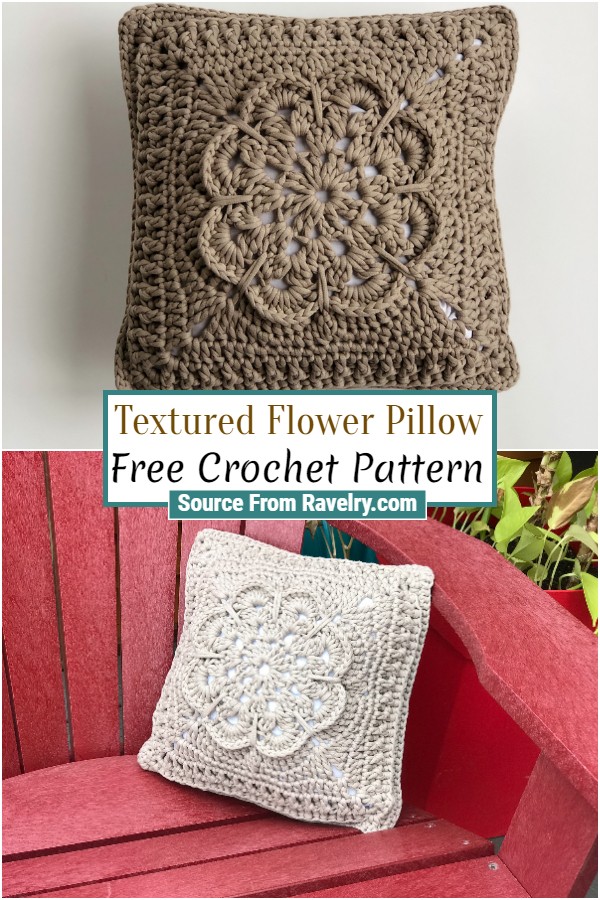 Free Crochet Textured Flower Pillow