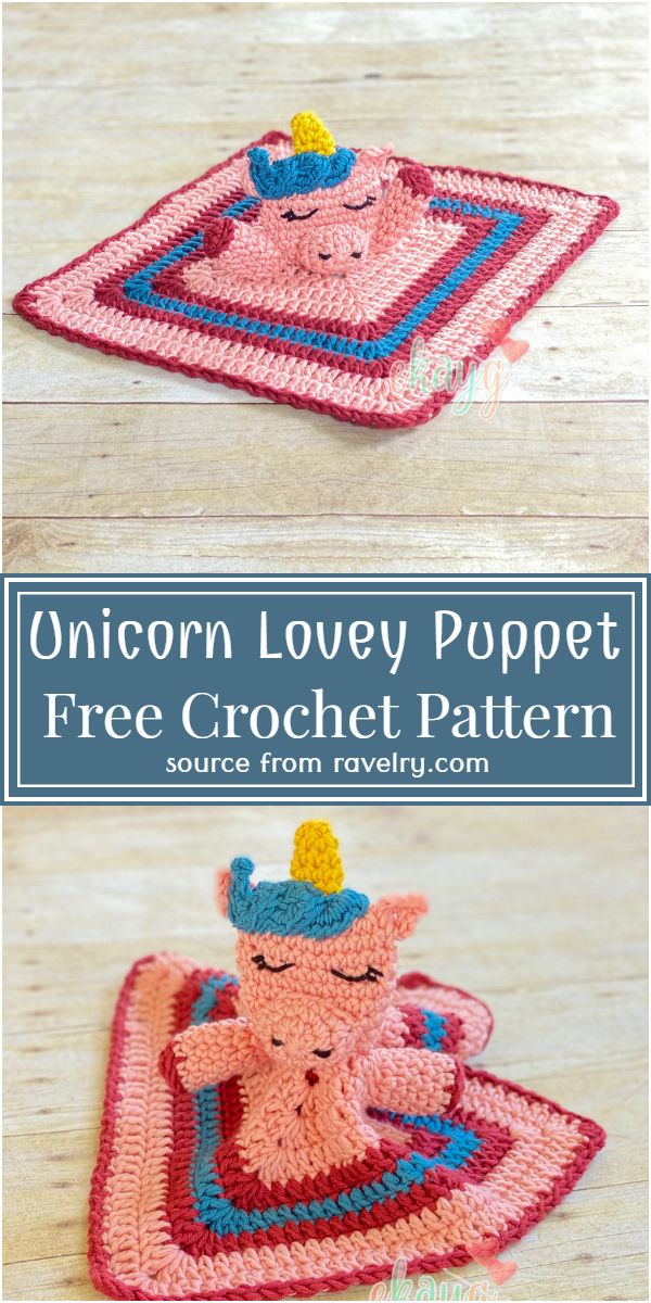 Free Crochet Unicorn Lovey Puppet Pattern