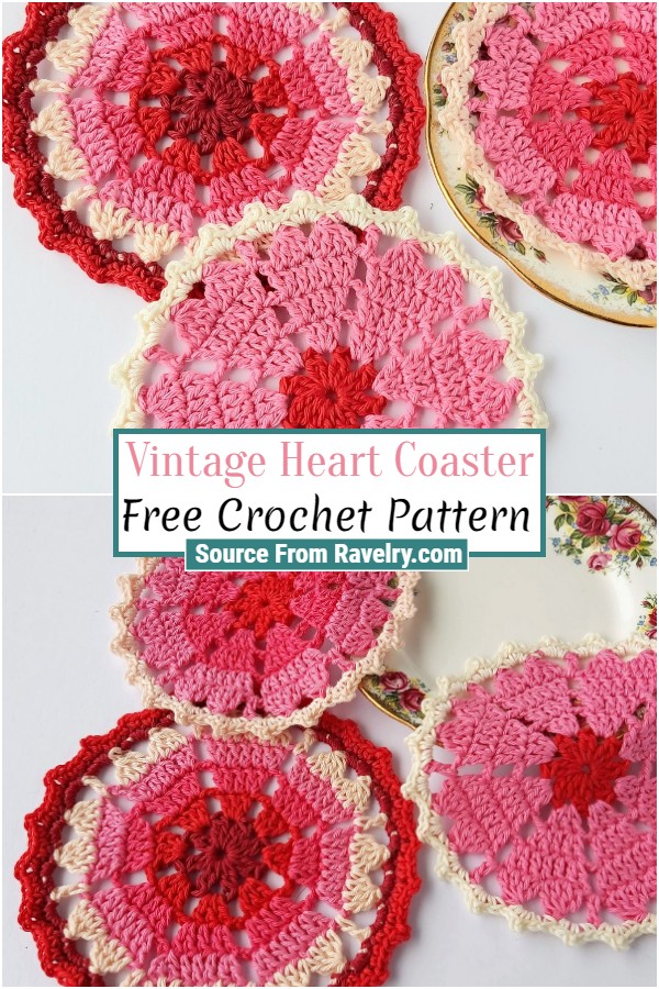 Free Crochet Vintage Heart Coaster