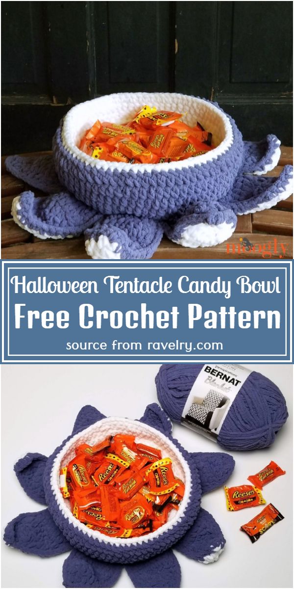 Halloween Tentacle Crochet Candy Bowl Free Pattern