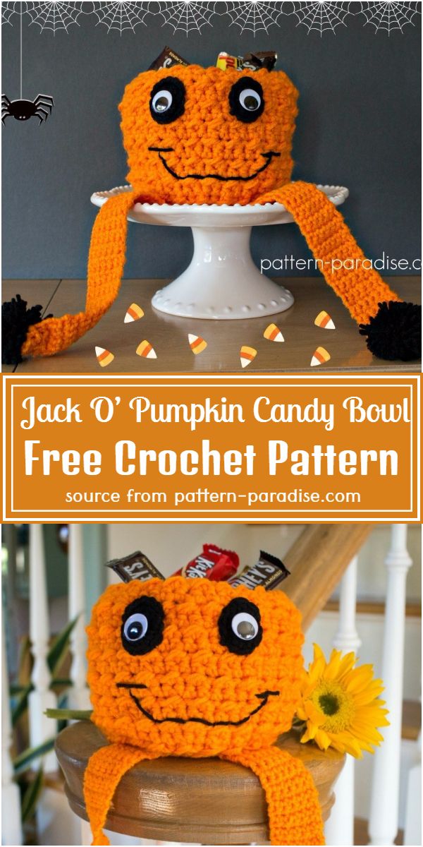 Jack O’ Pumpkin Candy Bowl Crochet Pattern