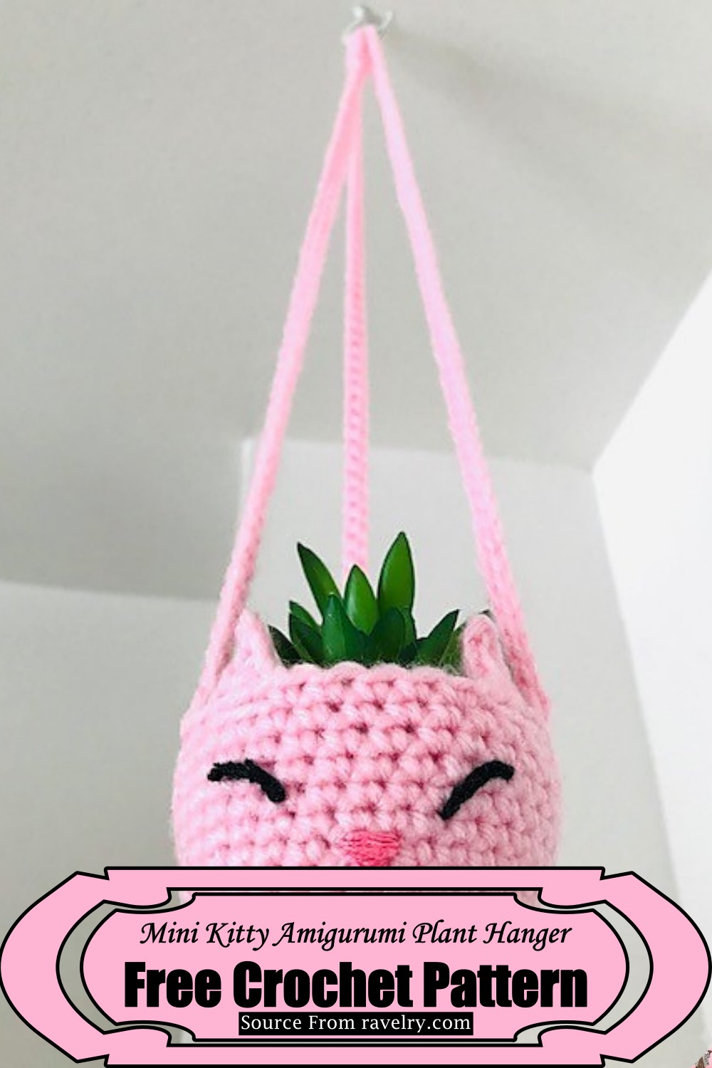 Mini Kitty Amigurumi Plant Hanger