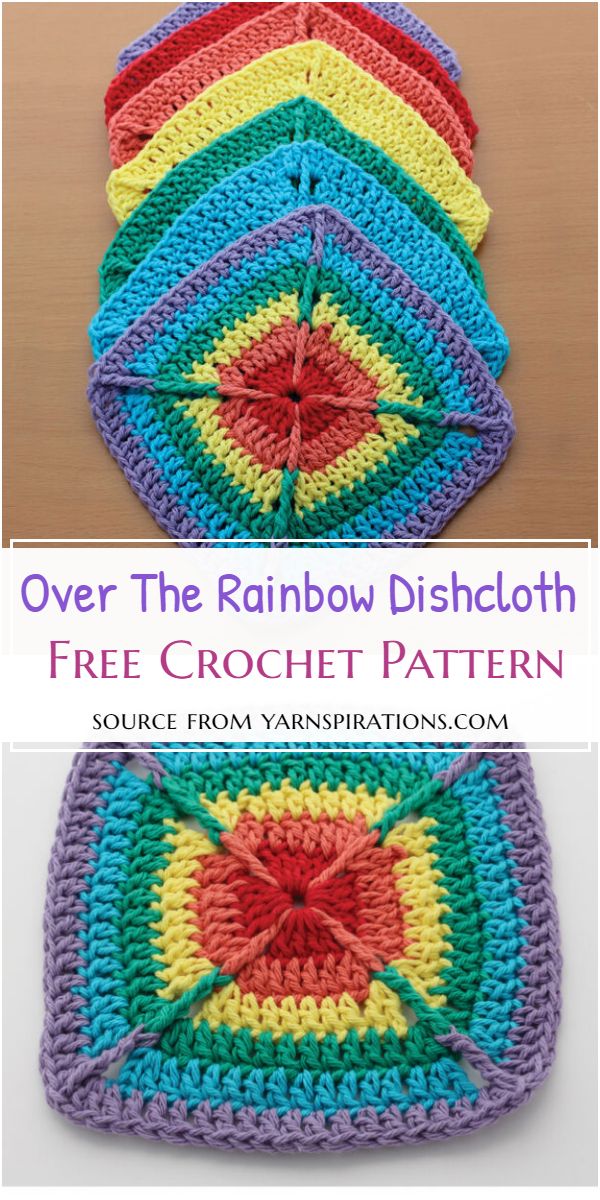 Over The Crochet Rainbow Dishcloth Free Pattern