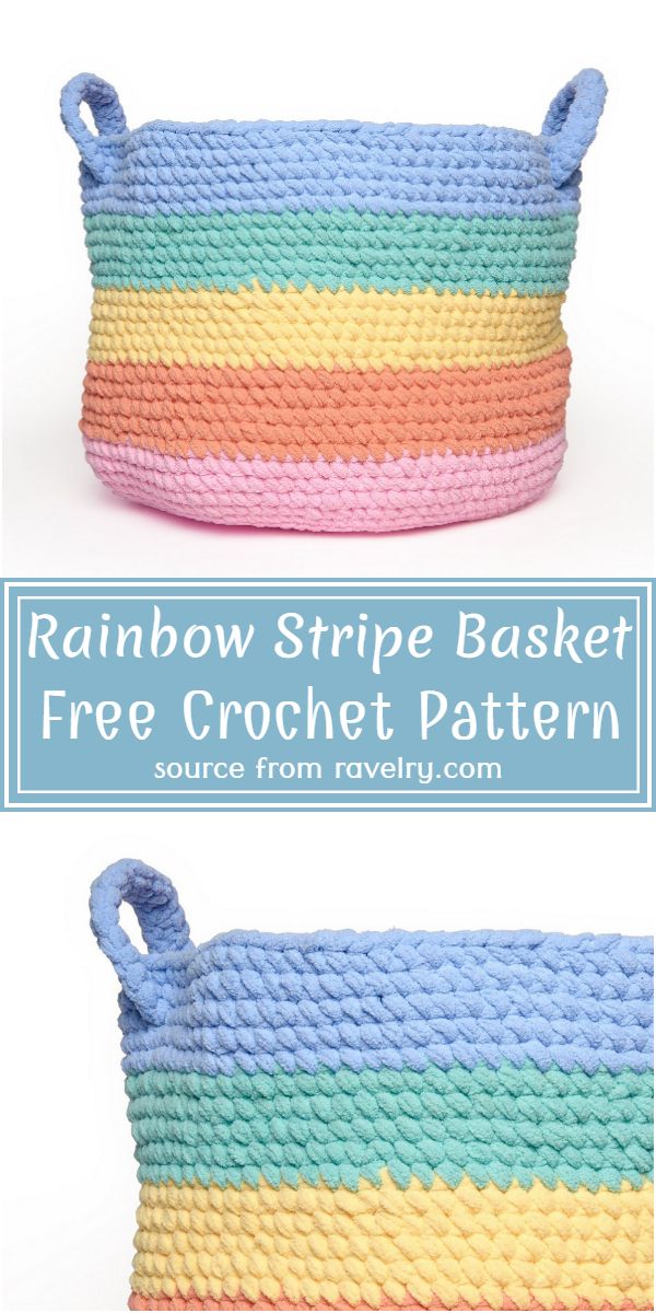 Rainbow Stripe Basket Crochet Pattern