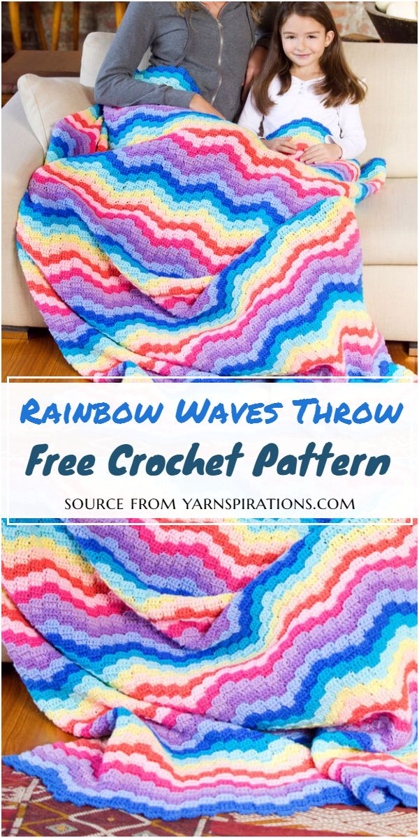 Rainbow Waves Throw Crochet Pattern